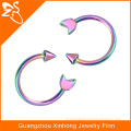316L stainless steel horseshoe body piercing jewellery rainbow anodized spike nose ring in stainless steel jewelry